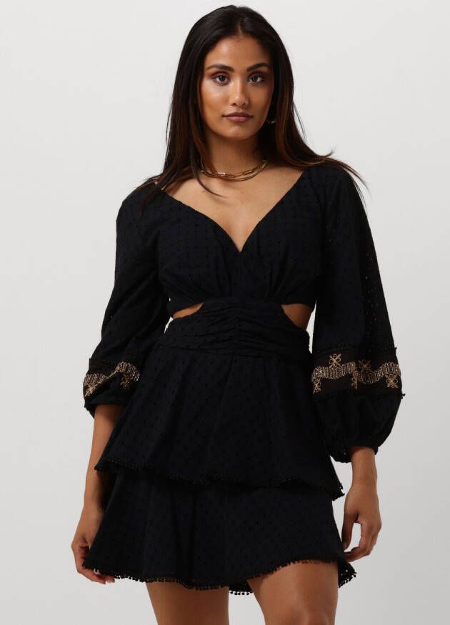 ACCESS Dames Jurken Embroidery Dress With Side Slits Zwart