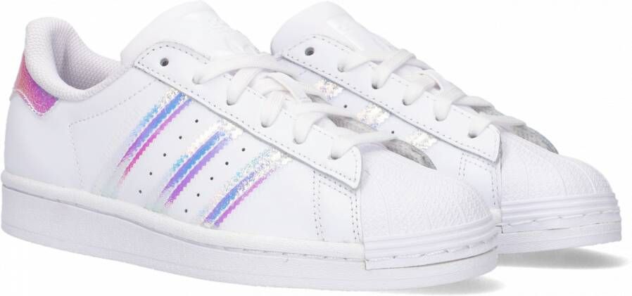 Adidas Witte Superstar J Sneakers met Holografische Accenten White Dames
