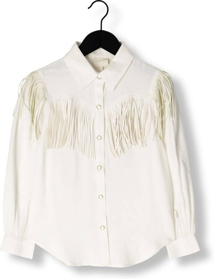 AI&KO blouse Coline met franjes wit Meisjes Viscose Klassieke kraag Effen 152