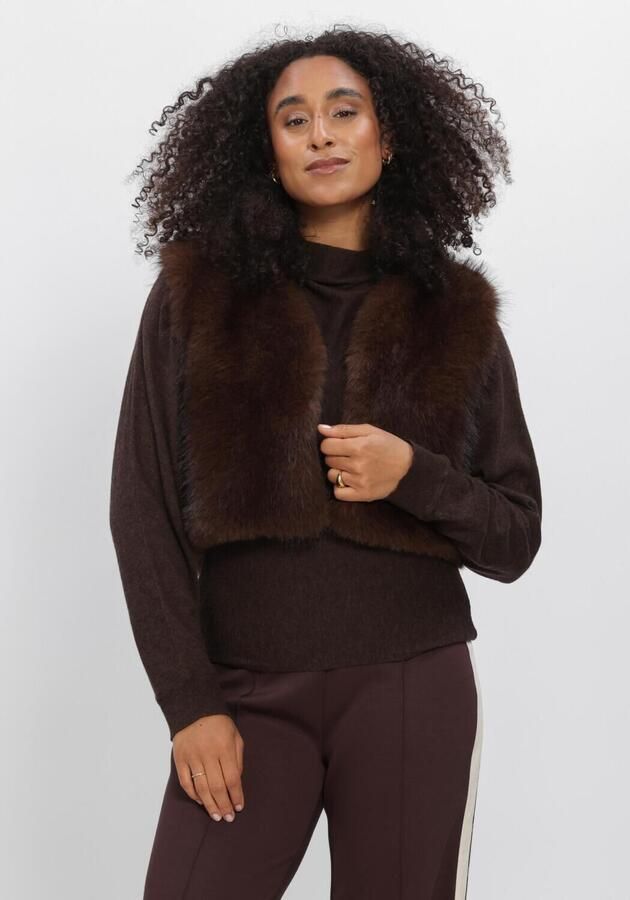 AIMEE THE LABEL Dames Jassen Islaw6 Fake Fur Waistcoat Bruin