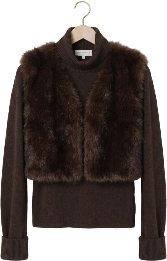 AIMEE THE LABEL Dames Jassen Islaw6 Fake Fur Waistcoat Bruin - Foto 4