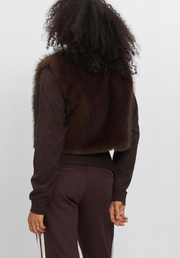 AIMEE THE LABEL Dames Jassen Islaw6 Fake Fur Waistcoat Bruin - Foto 2