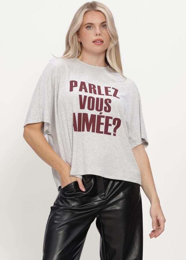 AIMEE THE LABEL Dames Tops & T-shirts Elaraw6 Shirt Lichtgrijs