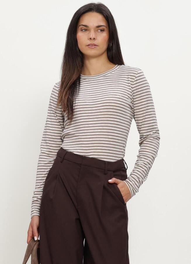 AIMEE THE LABEL Dames Tops & T-shirts Zenolucaw6 Striped Ls Zand