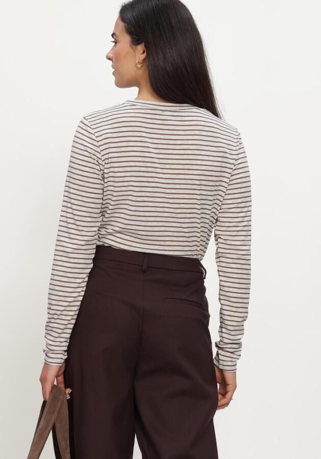 AIMEE THE LABEL Dames Tops & T-shirts Zenolucaw6 Striped Ls Zand - Foto 2