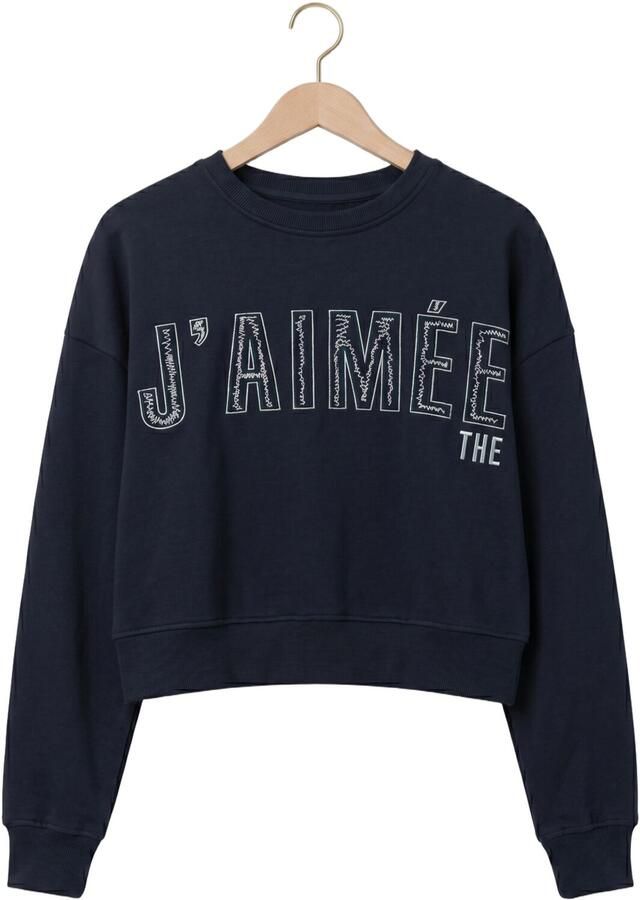 AIMEE THE LABEL Dames Truien & Vesten Elanss6 Sweater With Embroidery Donkerblauw - Foto 2