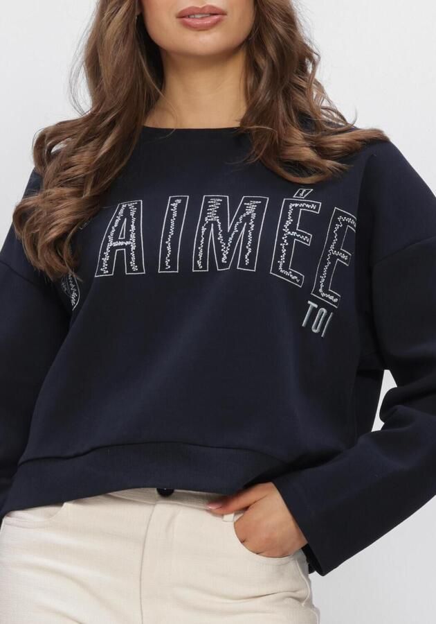 AIMEE THE LABEL Dames Truien & Vesten Elanss6 Sweater With Embroidery Donkerblauw - Foto 4