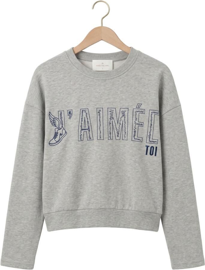 AIMEE THE LABEL Dames Truien & Vesten Elanss6 Sweater With Embroidery Grijs - Foto 2