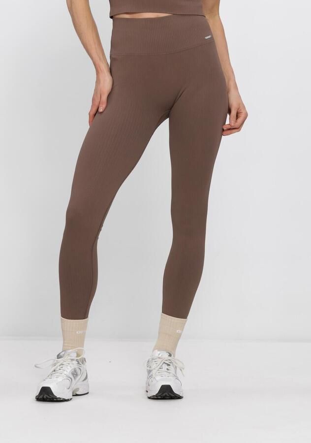 AIM'N Dames Broeken Ribbed Seamless Tights Bruin