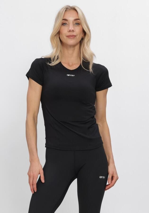 AIM'N Dames Tops & T-shirts Black Soft Basic Short Sleeve Zwart