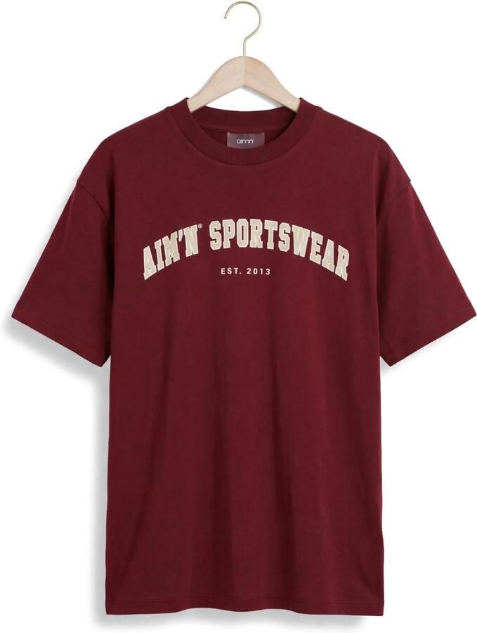 AIM'N Dames Tops & T-shirts Varsity Boyfriend T-shirt Bordeaux - Foto 2