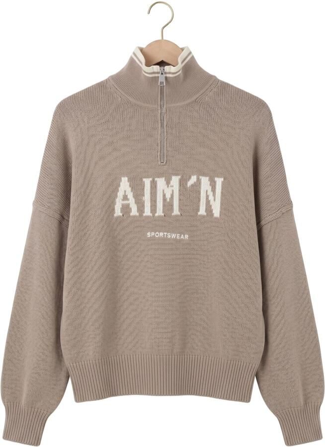 AIM'N Dames Truien & Vesten College Knitted Half Zip Beige - Foto 2