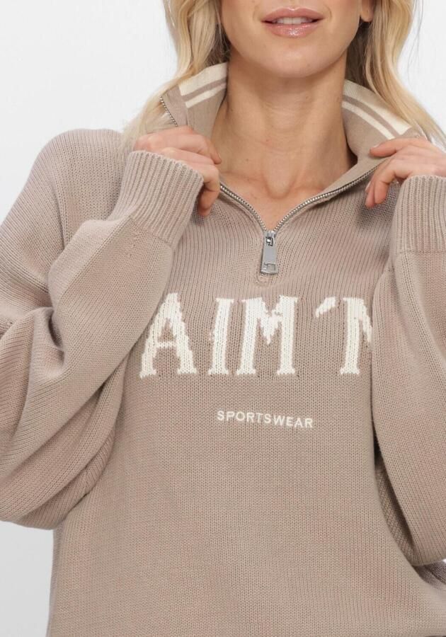 AIM'N Dames Truien & Vesten College Knitted Half Zip Beige - Foto 4