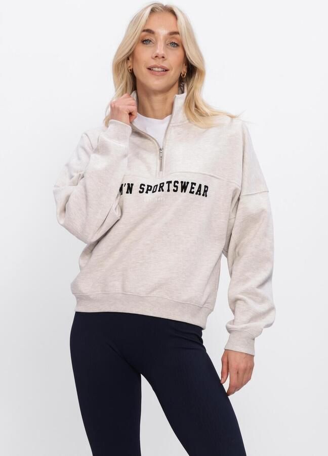 AIM'N Dames Truien & Vesten Varsity Sweat Half Zip Beige