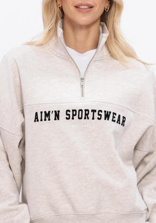 AIM'N Dames Truien & Vesten Varsity Sweat Half Zip Beige - Foto 4