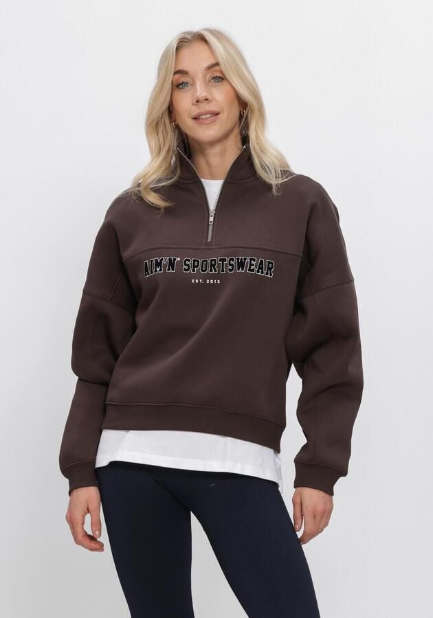 AIM'N Dames Truien & Vesten Varsity Sweat Half Zip Bruin