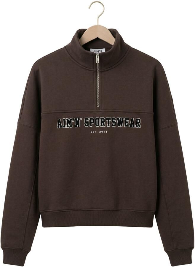 AIM'N Dames Truien & Vesten Varsity Sweat Half Zip Bruin - Foto 2