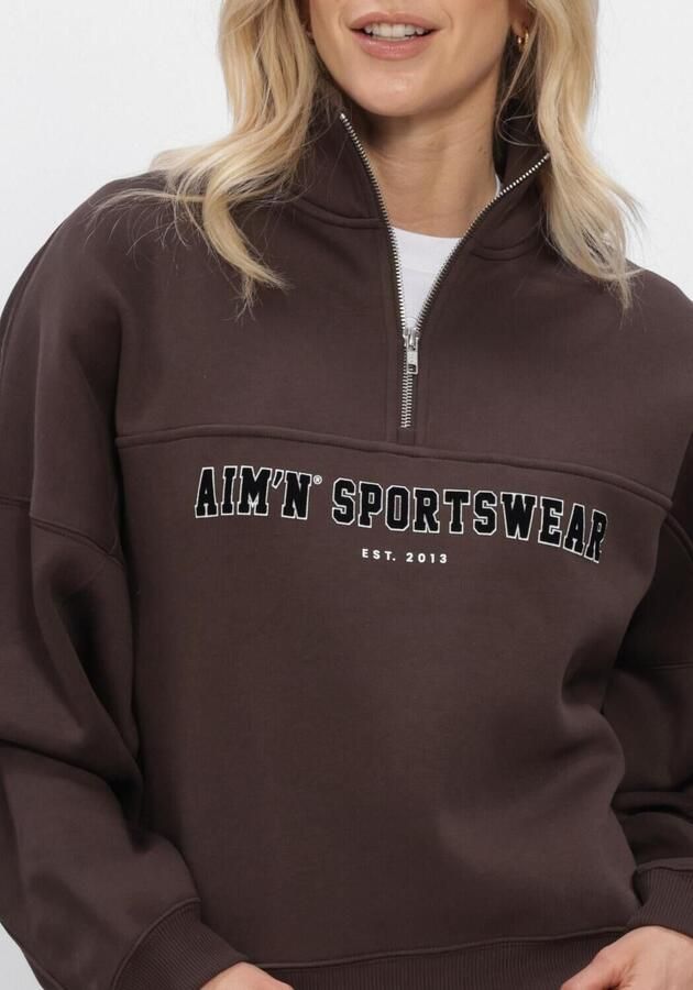 AIM'N Dames Truien & Vesten Varsity Sweat Half Zip Bruin - Foto 4