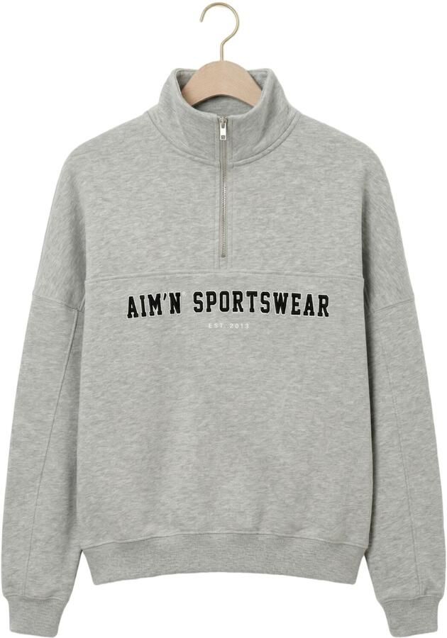 Aim'n Varsity Sweat Half Zip women Hoodies & Sweaters grijs Maat L Kleding - Foto 3