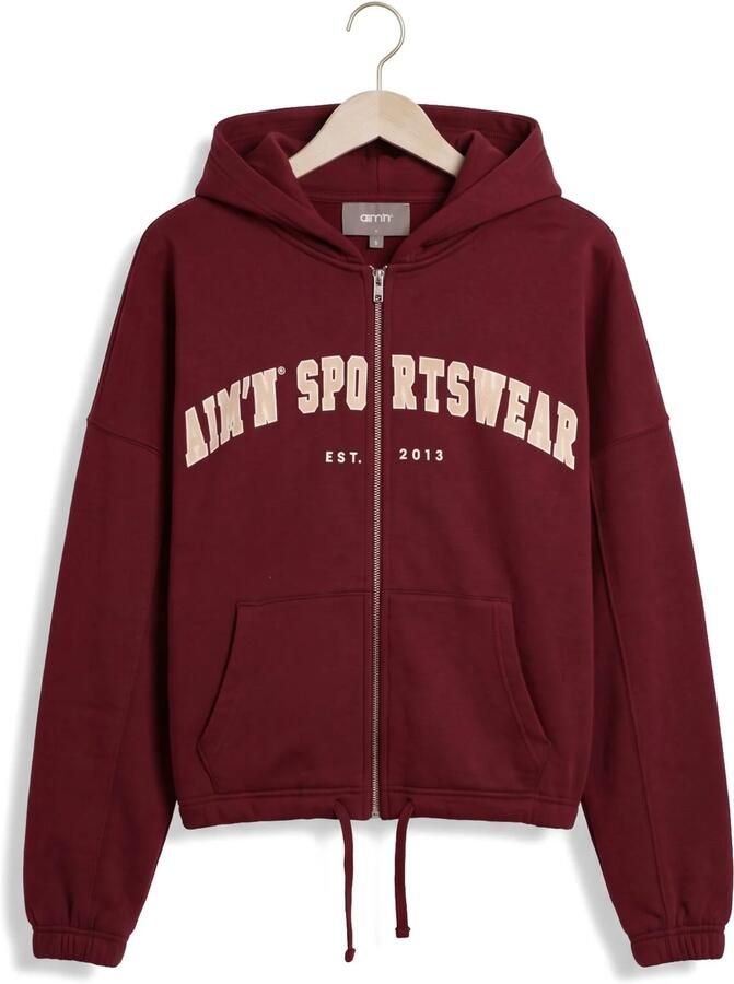 AIM'N Dames Truien & Vesten Varsity Sweat Zip Hood Bordeaux - Foto 2