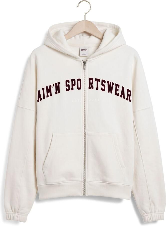 AIM'N Dames Truien & Vesten Varsity Sweat Zip Hood Ecru - Foto 2