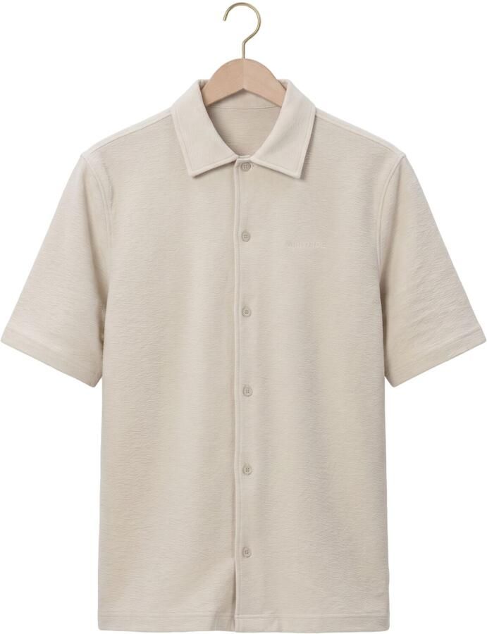 AIRFORCE Heren Overhemden Woven Short Sleeve Shirt Beige - Foto 2