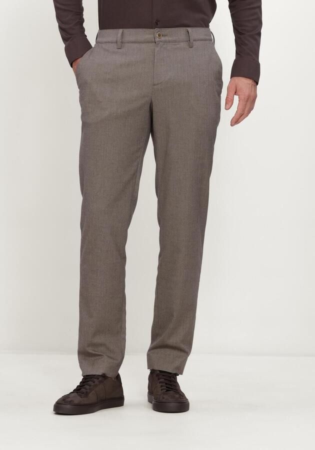 Alberto Broek Lou Chino Flanel Herringbone Bruin