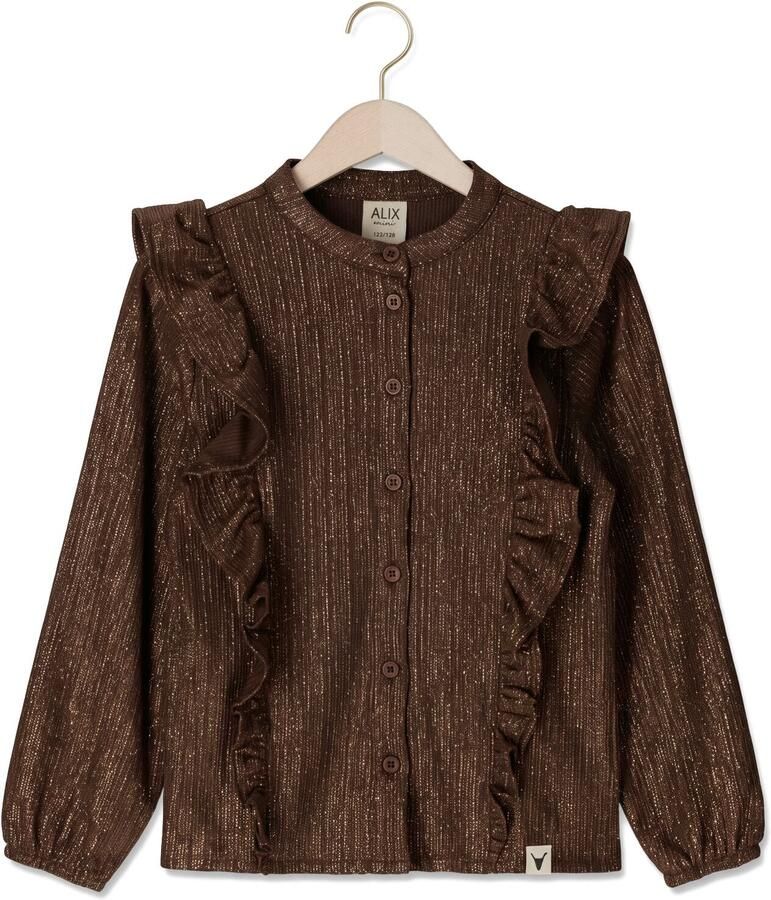 ALIX MINI Meisjes Blouses Shiny Ruffle Blouse Bruin