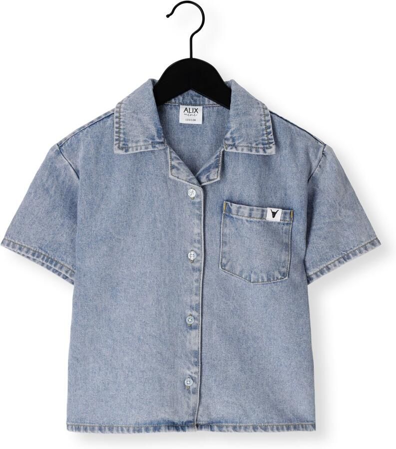 Alix the Label Alix Mini denim blouse met backprint light blue denim