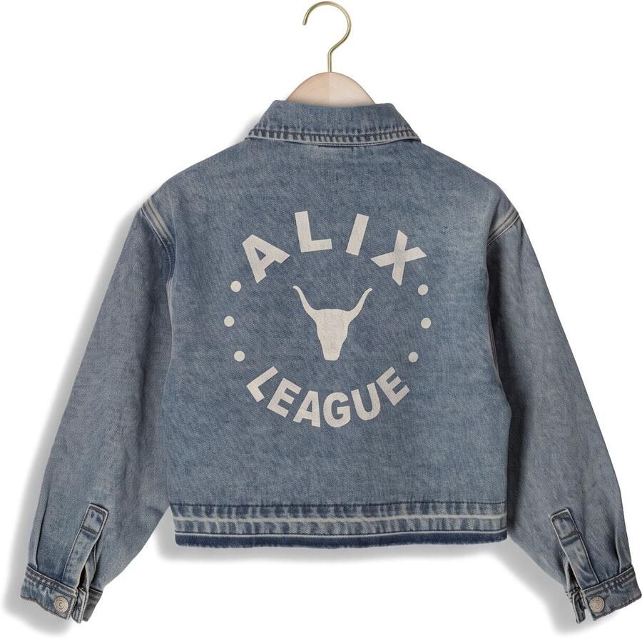 Alix the Label Alix Mini spijkerjas met rafels en backprint mediumblauw Meisjes Denim Klassieke kraag - Foto 2