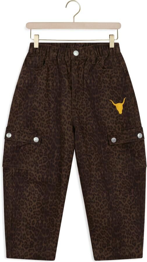 Alix the Label Alix Mini barrel jeans met panterprint bruin