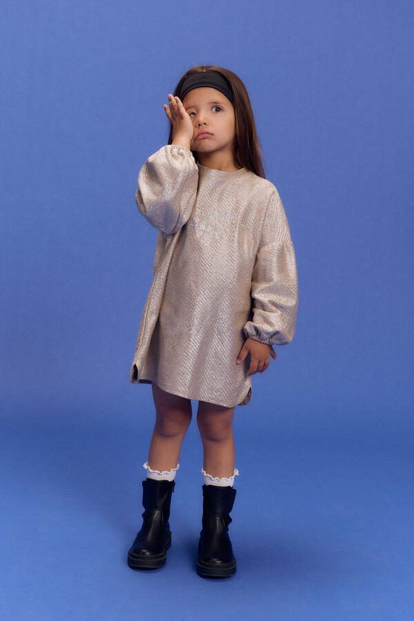 ALIX MINI Meisjes Jurken Knitted Silver Dress Goud - Foto 4