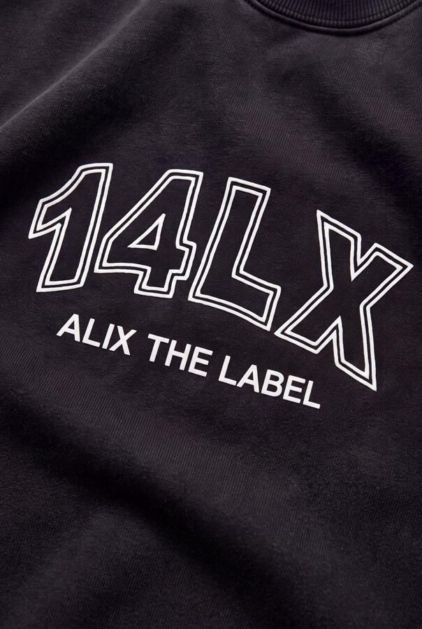 Alix the Label Alix Mini midi sweatjurk met logo antraciet
