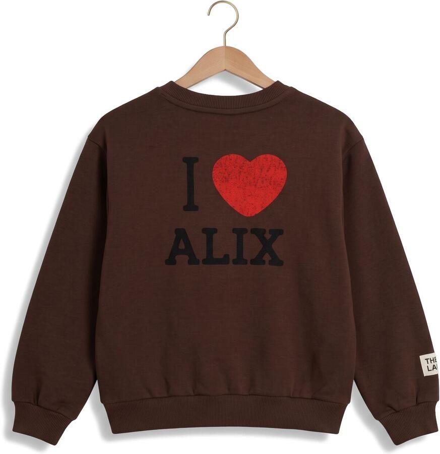 Alix the Label Alix Mini oversized sweater met backprint donkerbruin - Foto 2