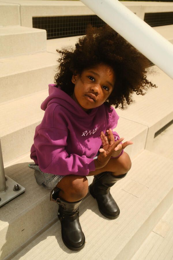 ALIX MINI Meisjes Truien & Vesten Knitted Logo Hoody Paars - Foto 2