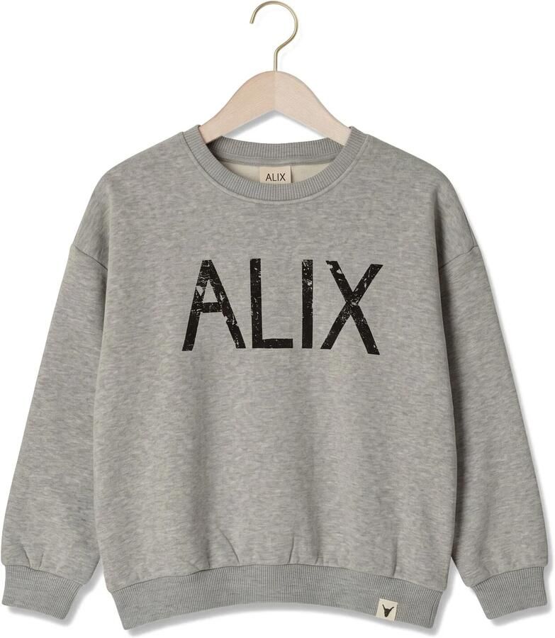 Alix the Label Alix Mini oversized sweater met backprint lichtgrijs Katoen Ronde hals