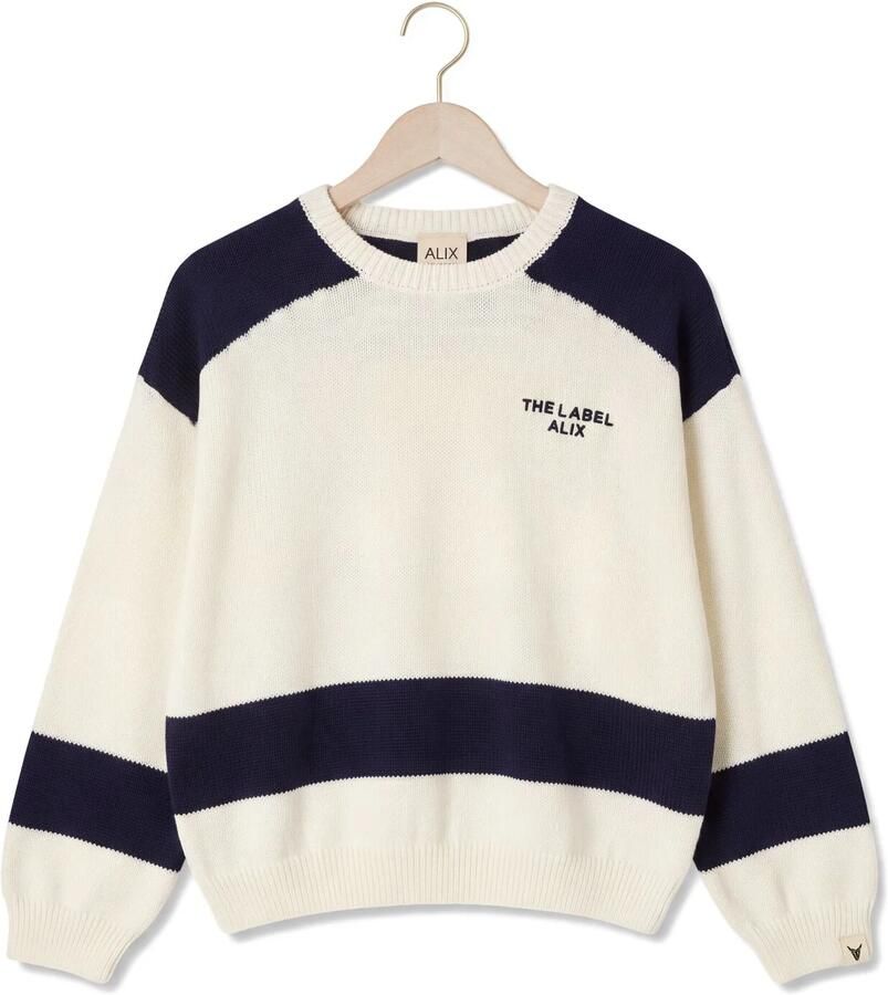 Alix the Label Alix Mini oversized gebreide trui met backprint ecru