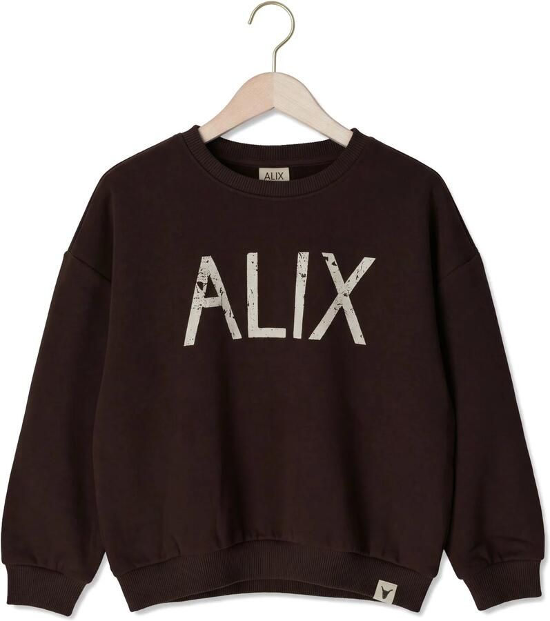 Alix the Label Alix Mini oversized sweater met backprint bruin