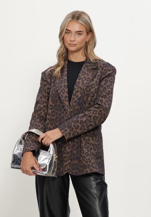ALIX THE LABEL Dames Blazers Ladies Woven Animal Blazer Bruin