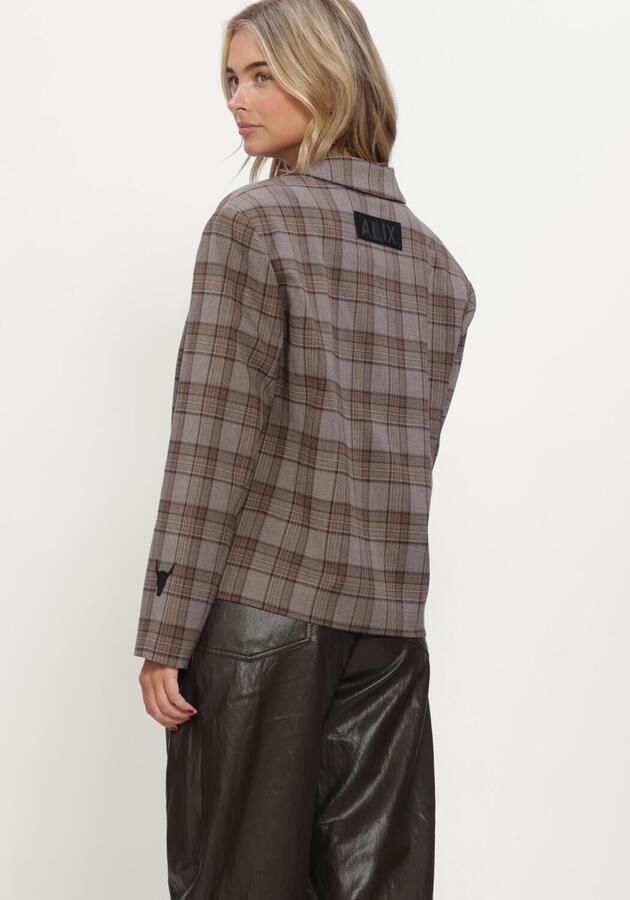ALIX THE LABEL Dames Blazers Ladies Woven Cropped Check Blazer Bruin - Foto 2