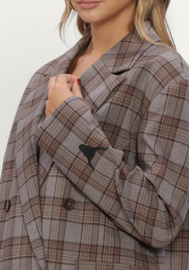 ALIX THE LABEL Dames Blazers Ladies Woven Cropped Check Blazer Bruin - Foto 3