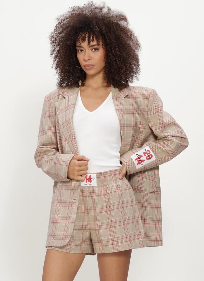 ALIX THE LABEL Dames Blazers Ladies Woven Oversized Check Blazer Beige