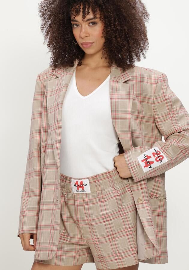 ALIX THE LABEL Dames Blazers Ladies Woven Oversized Check Blazer Beige - Foto 3