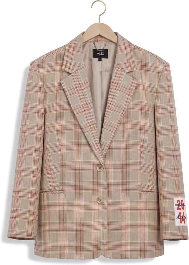 ALIX THE LABEL Dames Blazers Ladies Woven Oversized Check Blazer Beige - Foto 2