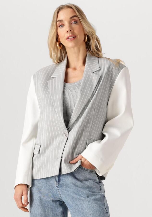 ALIX THE LABEL Dames Blazers Ladies Woven Pinstripe Cropped Blazer Grijs - Foto 4