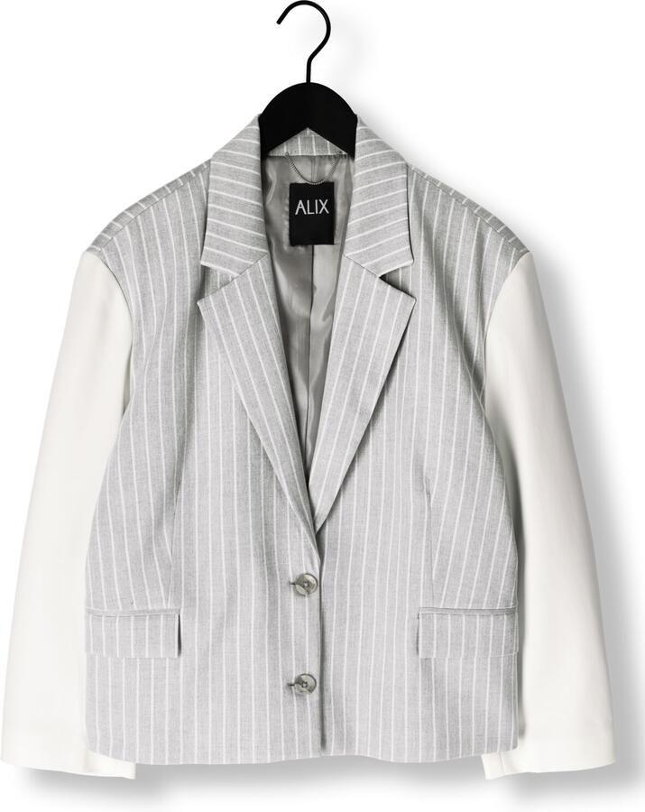 ALIX THE LABEL Dames Blazers Ladies Woven Pinstripe Cropped Blazer Grijs