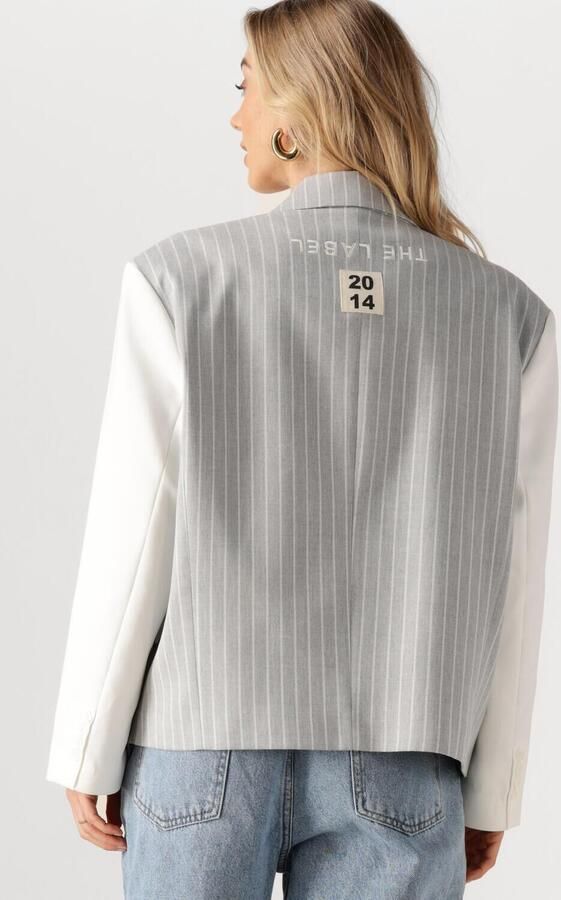 ALIX THE LABEL Dames Blazers Ladies Woven Pinstripe Cropped Blazer Grijs - Foto 3