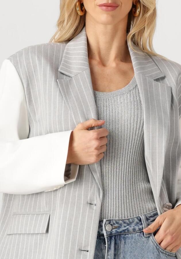 ALIX THE LABEL Dames Blazers Ladies Woven Pinstripe Cropped Blazer Grijs - Foto 2