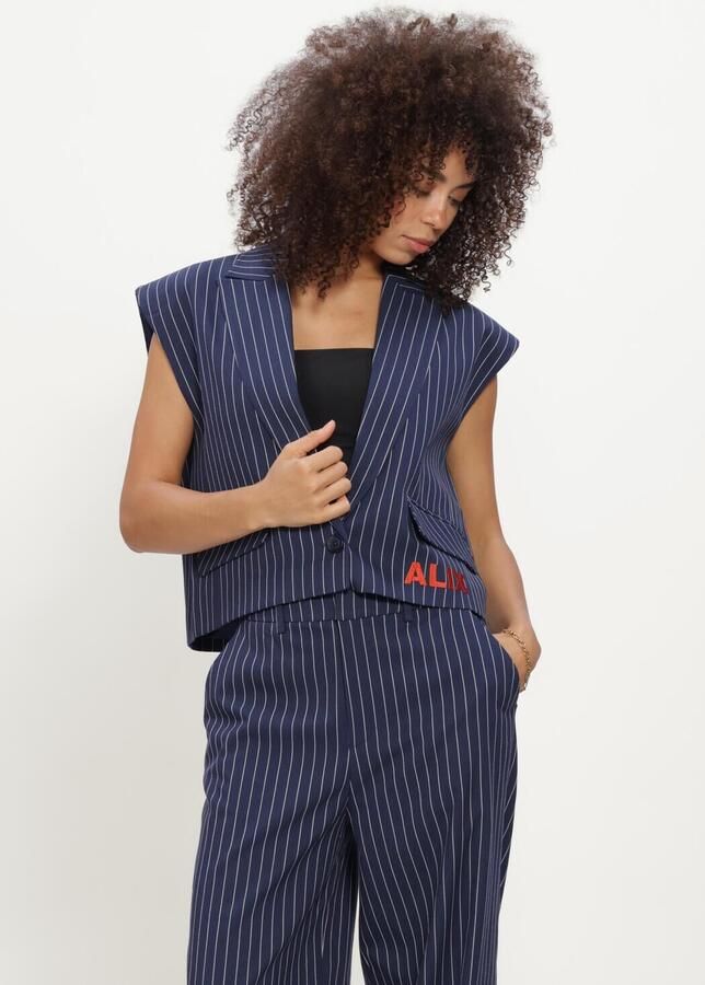 ALIX THE LABEL Dames Blazers Ladies Woven Striped Waistcoat Donkerblauw