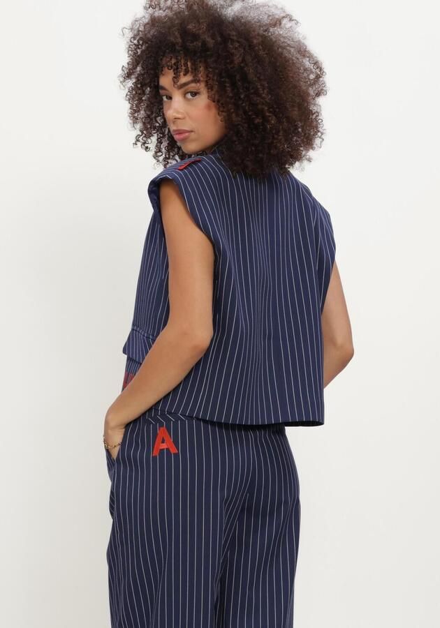 ALIX THE LABEL Dames Blazers Ladies Woven Striped Waistcoat Donkerblauw - Foto 3